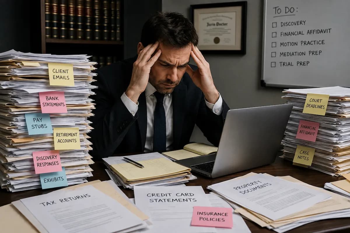 Attorney workspace overwhelmed by DRFA paperwork and document management